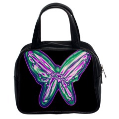 Neon Butterfly Classic Handbags (2 Sides) by Valentinaart