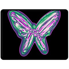 Neon Butterfly Fleece Blanket (large)  by Valentinaart