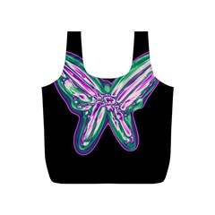 Neon Butterfly Full Print Recycle Bags (s)  by Valentinaart