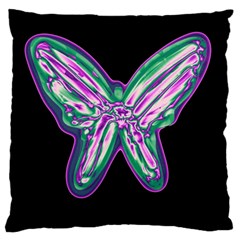 Neon Butterfly Large Flano Cushion Case (one Side) by Valentinaart