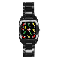 Chili Peppers Stainless Steel Barrel Watch by Valentinaart