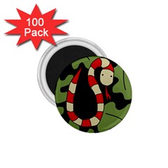 Red Cartoon Snake 1 75  Magnets (100 Pack)  by Valentinaart