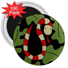 Red Cartoon Snake 3  Magnets (100 Pack) by Valentinaart