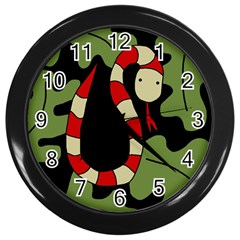 Red Cartoon Snake Wall Clocks (black) by Valentinaart