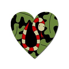 Red Cartoon Snake Heart Magnet by Valentinaart