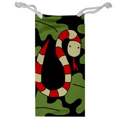 Red Cartoon Snake Jewelry Bags by Valentinaart