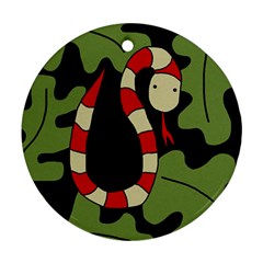 Red Cartoon Snake Round Ornament (two Sides)  by Valentinaart