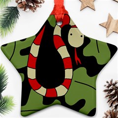 Red Cartoon Snake Star Ornament (two Sides)  by Valentinaart