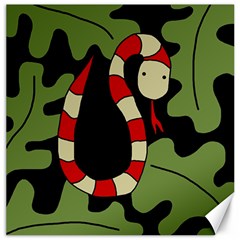 Red Cartoon Snake Canvas 16  X 16   by Valentinaart