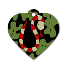 Red Cartoon Snake Dog Tag Heart (two Sides) by Valentinaart