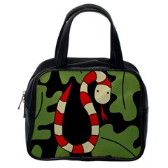 Red Cartoon Snake Classic Handbags (one Side) by Valentinaart