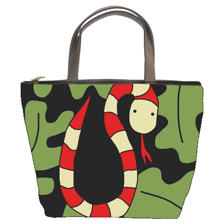 Red cartoon snake Bucket Bags