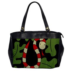 Red Cartoon Snake Office Handbags by Valentinaart