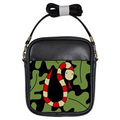 Red Cartoon Snake Girls Sling Bags