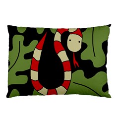 Red Cartoon Snake Pillow Case (two Sides) by Valentinaart