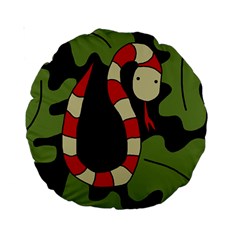 Red Cartoon Snake Standard 15  Premium Round Cushions by Valentinaart