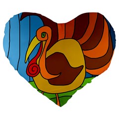 Thanksgiving Turkey  Large 19  Premium Flano Heart Shape Cushions by Valentinaart