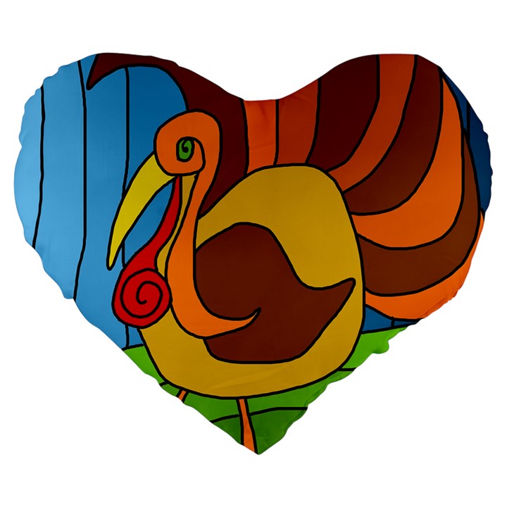 Thanksgiving turkey  Large 19  Premium Flano Heart Shape Cushions