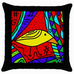 Yellow Bird Throw Pillow Case (black) by Valentinaart