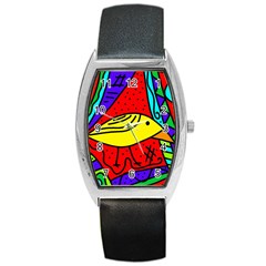 Yellow Bird Barrel Style Metal Watch by Valentinaart