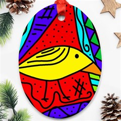 Yellow Bird Oval Ornament (two Sides)