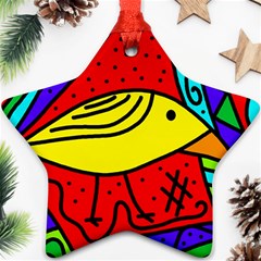 Yellow Bird Star Ornament (two Sides)  by Valentinaart