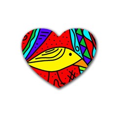 Yellow Bird Heart Coaster (4 Pack)  by Valentinaart