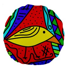 Yellow Bird Large 18  Premium Round Cushions by Valentinaart