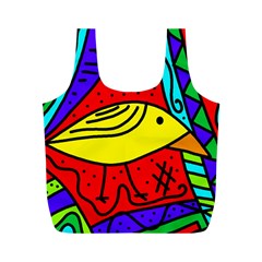 Yellow Bird Full Print Recycle Bags (m)  by Valentinaart