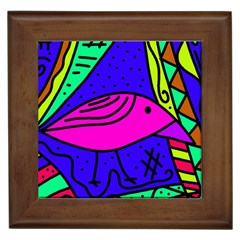 Pink Bird Framed Tiles by Valentinaart