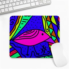 Pink Bird Large Mousepads by Valentinaart