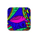 Pink bird Rubber Coaster (Square)  Front