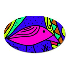 Pink Bird Oval Magnet by Valentinaart