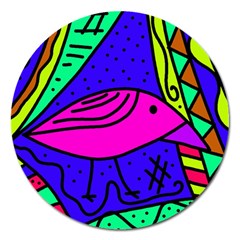 Pink Bird Magnet 5  (round) by Valentinaart