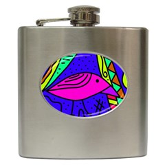 Pink Bird Hip Flask (6 Oz) by Valentinaart