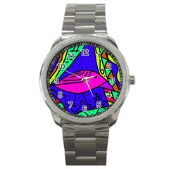 Pink Bird Sport Metal Watch by Valentinaart