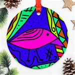 Pink bird Round Ornament (Two Sides)  Front