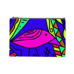 Pink Bird Cosmetic Bag (large)  by Valentinaart