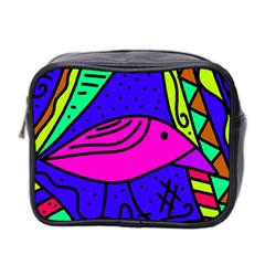 Pink Bird Mini Toiletries Bag 2-side by Valentinaart