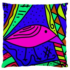 Pink Bird Large Cushion Case (one Side) by Valentinaart