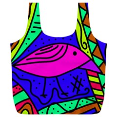 Pink Bird Full Print Recycle Bags (l)  by Valentinaart