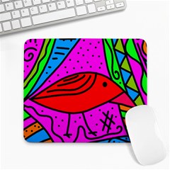 Red Bird Large Mousepads by Valentinaart