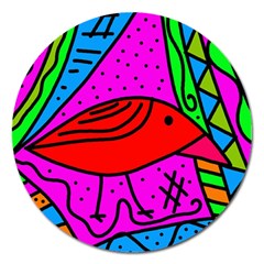 Red Bird Magnet 5  (round) by Valentinaart