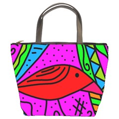 Red Bird Bucket Bags by Valentinaart