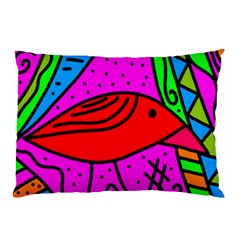 Red Bird Pillow Case by Valentinaart