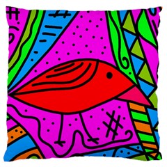 Red Bird Large Cushion Case (one Side) by Valentinaart