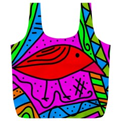 Red Bird Full Print Recycle Bags (l)  by Valentinaart