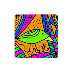 Green Bird Square Magnet by Valentinaart