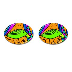 Green Bird Cufflinks (oval) by Valentinaart