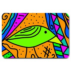 Green Bird Large Doormat  by Valentinaart